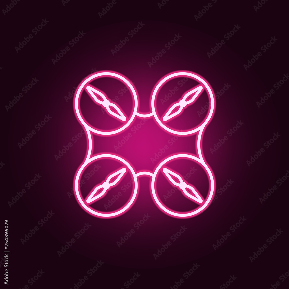 Poster drone propellers icon. elements of drones in neon style icons. simple icon for websites, web design,