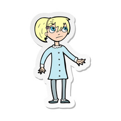 sticker of a cartoon worried girl