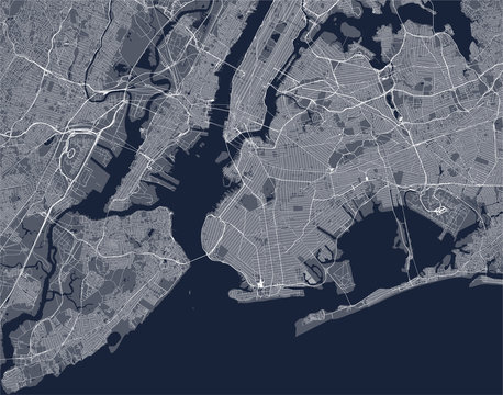 map of the New York City, NY, USA
