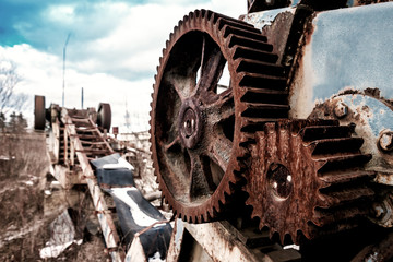 rusty gears from the conveyor