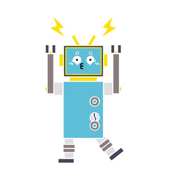 flat color retro cartoon robot