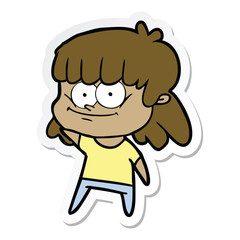 sticker of a cartoon girl smiling