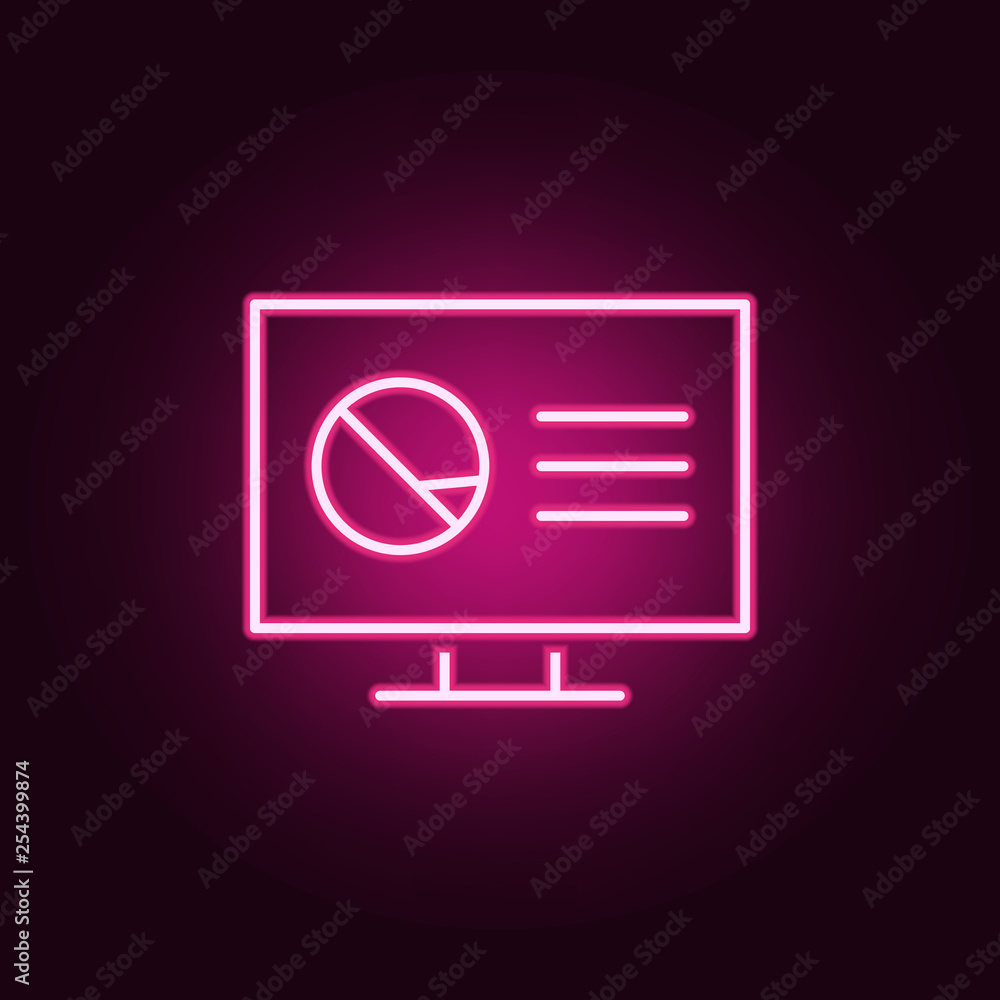 Poster monitor report icon. elements of scientifics study in neon style icons. simple icon for websites, we