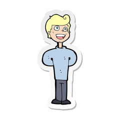 sticker of a cartoon happy man
