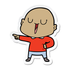 Naklejka premium sticker of a happy cartoon bald man