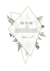 Card with flower rose, leaves. Wedding ornament concept. Floral poster, invite.