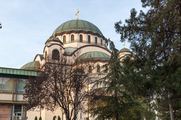 Fototapeta na wymiar Cathedral Church of Saint Sava in the center of city of Belgrade, Serbia