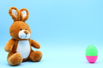 Funny Easter Composition with Teddy Bunny