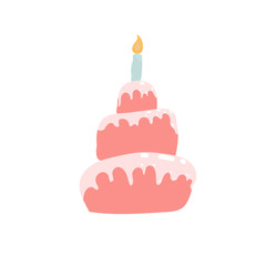 Birthday cake in pink, pastel shades. Confectionery concept.