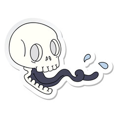 sticker of a quirky hand drawn cartoon skull