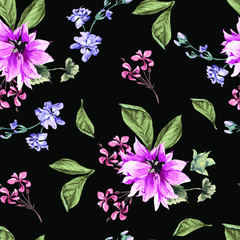 seamless flower with leaves pattern
