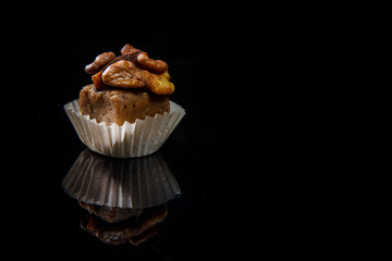 closeup healthy useful organic handmade candy with walnut