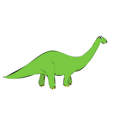 vector, isolated, dinosaur, character, sketch, green