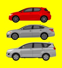 Fototapeta premium set of cars side view