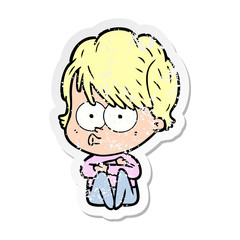 distressed sticker of a cartoon woman