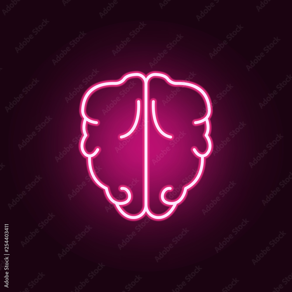 Poster brain icon. elements of scientifics study in neon style icons. simple icon for websites, web design,