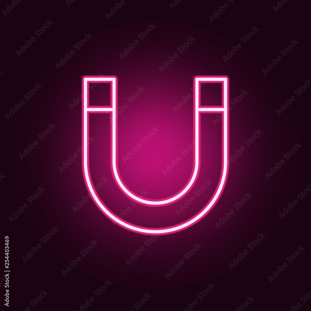 Poster magnet icon. elements of scientifics study in neon style icons. simple icon for websites, web design