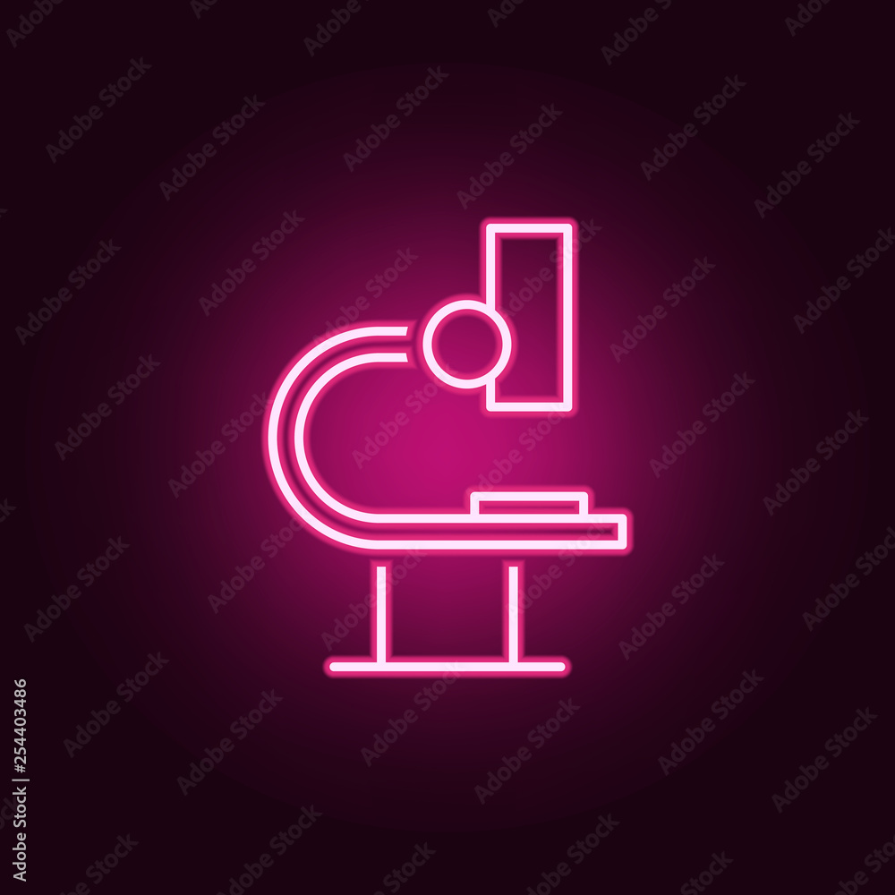 Poster microscope icon. elements of scientifics study in neon style icons. simple icon for websites, web de