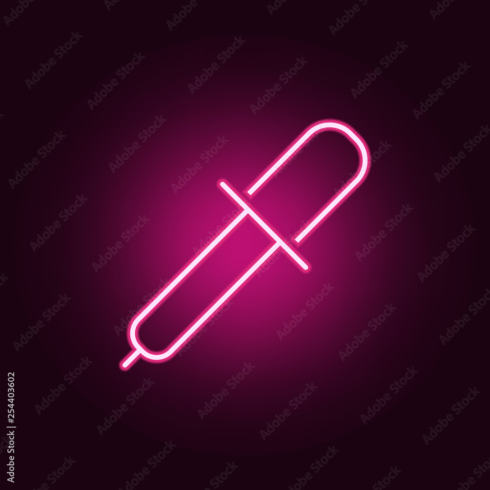 Poster pipette icon. elements of scientifics study in neon style icons. simple icon for websites, web desig