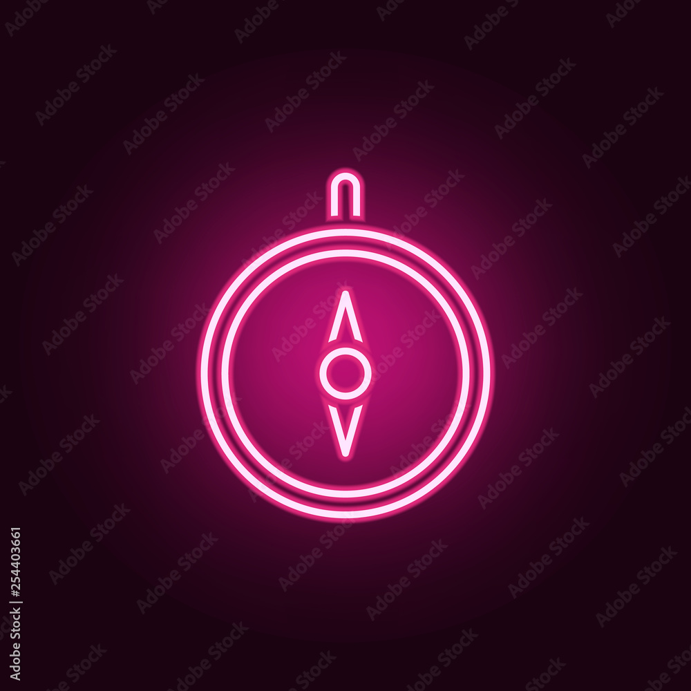 Poster compass icon. elements of scientifics study in neon style icons. simple icon for websites, web desig