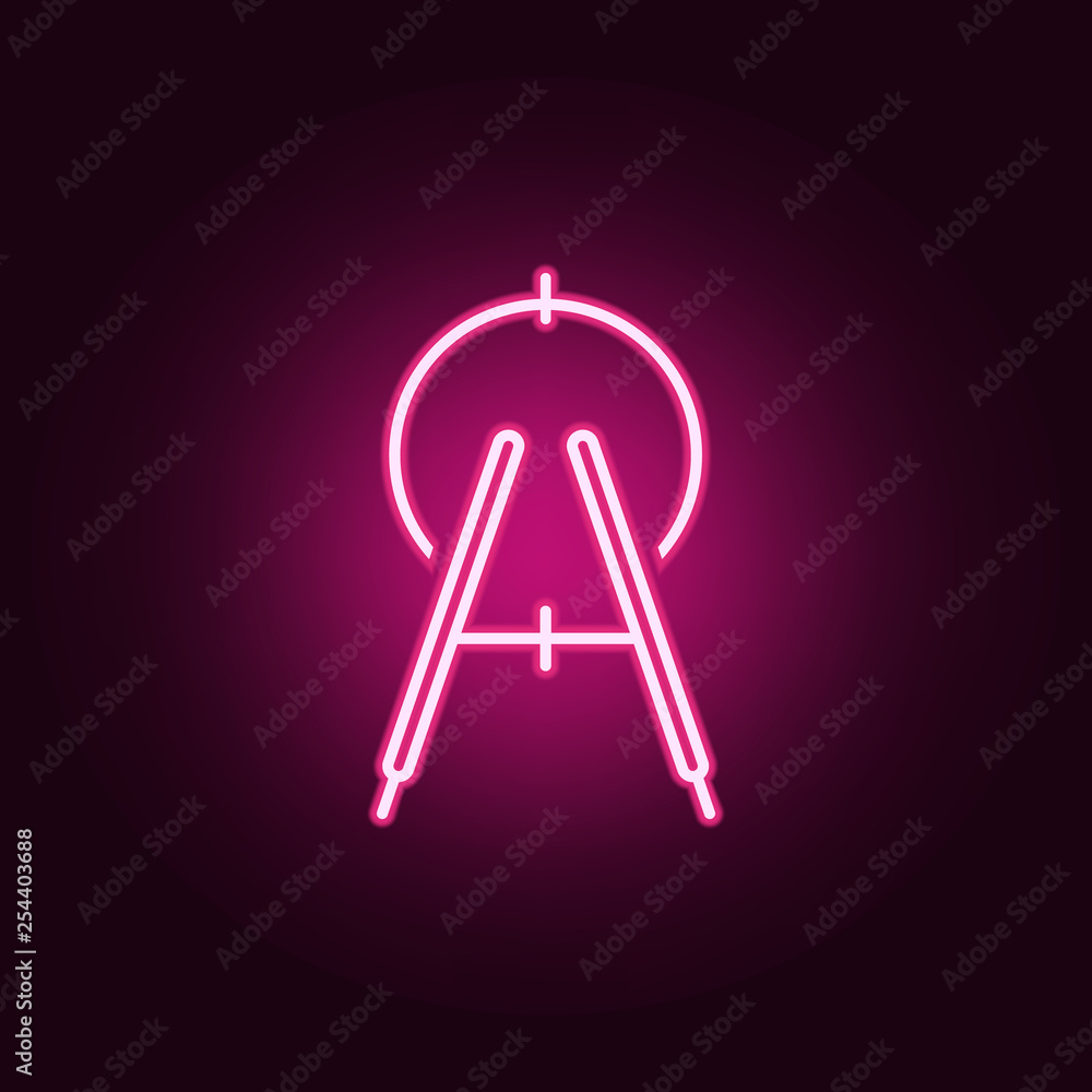 Poster compass icon. elements of scientifics study in neon style icons. simple icon for websites, web desig