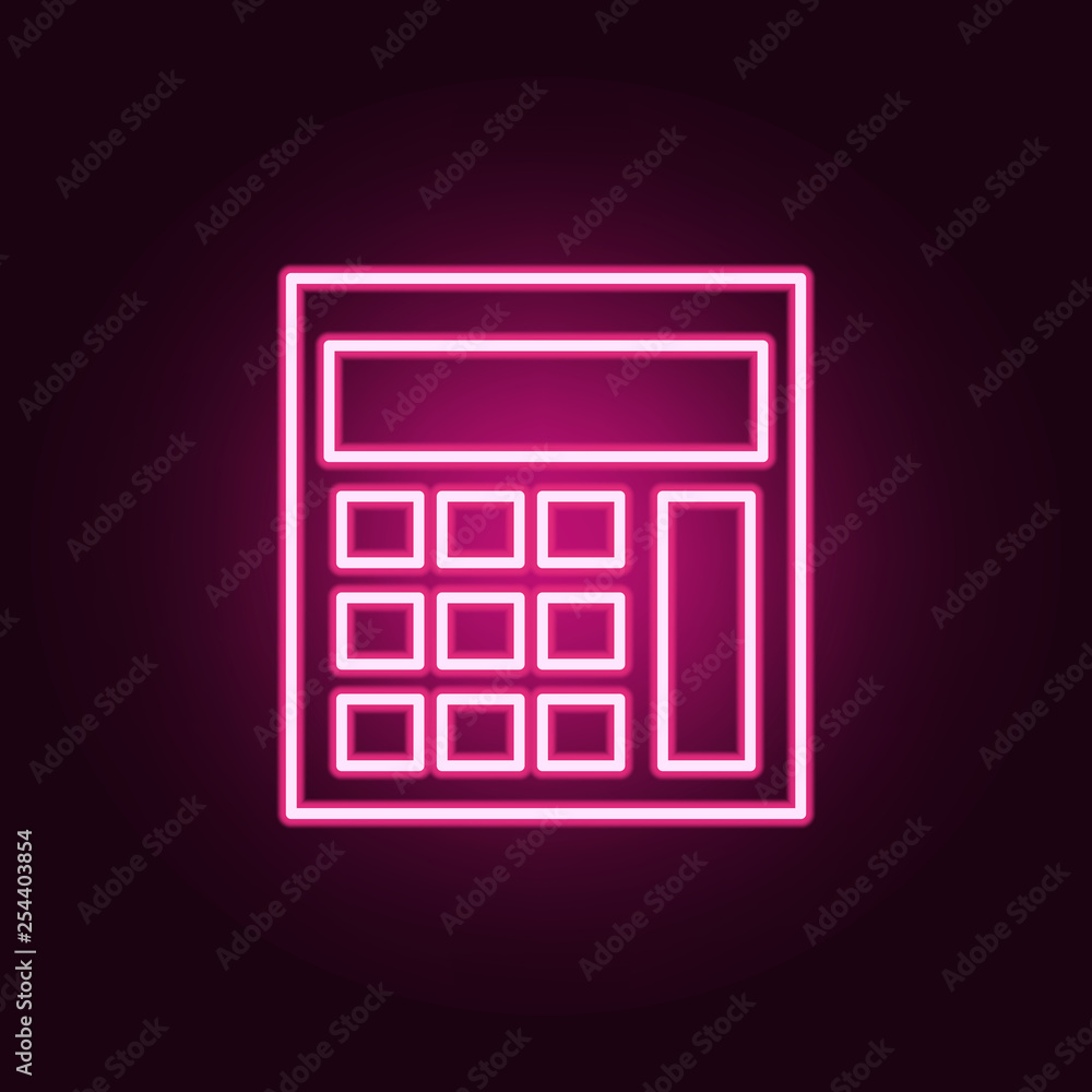 Poster calculator icon. elements of scientifics study in neon style icons. simple icon for websites, web de