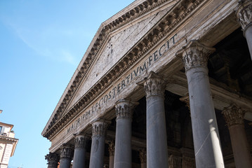 Roma, Italy - February 09, 2019 : View of the Pantheon portico