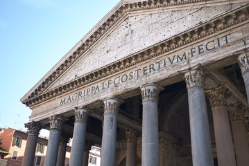 Roma, Italy - February 09, 2019 : View of the Pantheon portico