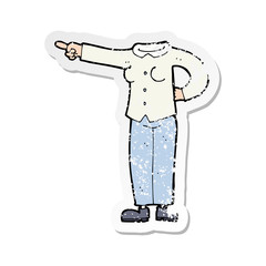 retro distressed sticker of a cartoon pointing body