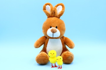 Funny Easter Composition with Teddy Bunny