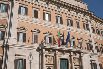 Roma, Italy - February 09, 2019 : View of Palazzo Montecitorio