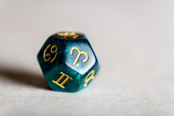 Astrology Dice with zodiac symbol of Aries