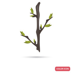 Leaflet on a branch color flat icon for web and mobile design