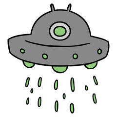 cartoon doodle of an alien ship