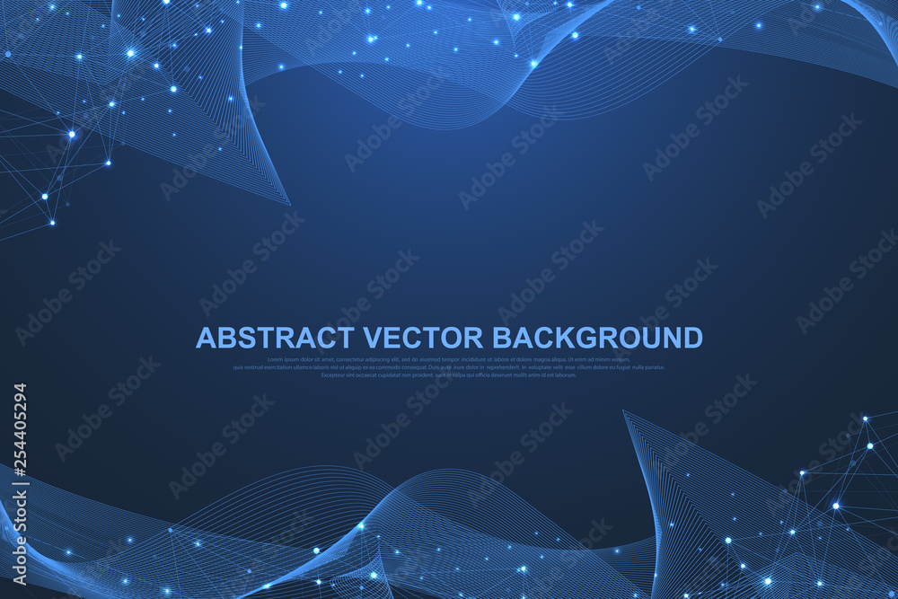 Fototapete Networking connection concept abstract technology. Global network connections with points and lines. Big data visualization. Futuristic infographic. Vector illustration