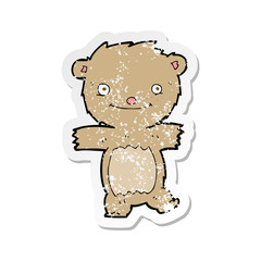 retro distressed sticker of a cartoon teddy bear