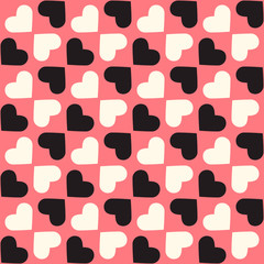 Bright seamless pattern with ornament of alternate hearts.