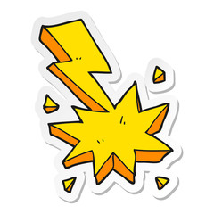 sticker of a cartoon lighting strike symbol