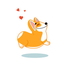 Cute cartoon dog of welsh corgi pembroke. Vector illustration of nice puppy. Good for cards, pet shops, veterinary clinics and also for children's design.