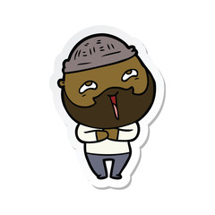 Fototapeta premium sticker of a cartoon happy bearded man