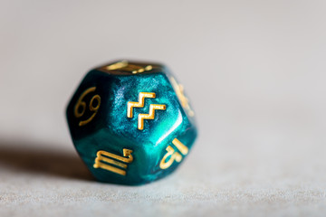 Astrology Dice with zodiac symbol of Aquarius