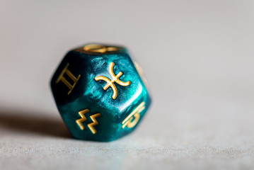 Astrology Dice with zodiac symbol of Pisces