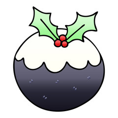 quirky gradient shaded cartoon christmas pudding