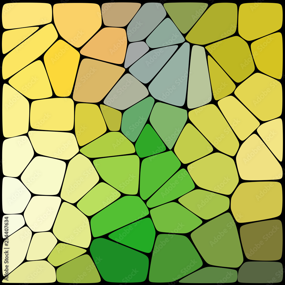 Poster abstract background consisting of black lines with rounded edges of different sizes and green, yello