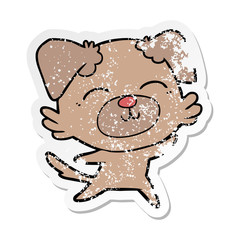 distressed sticker of a cartoon dog