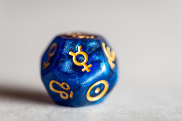 Astrology Dice with symbol of the planet Mercury