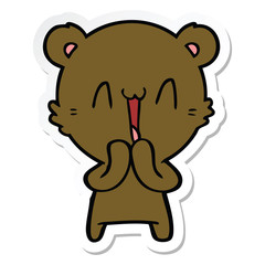 sticker of a happy bear cartoon