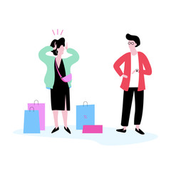 Couple of people with shopping bag around