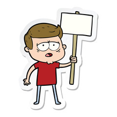 sticker of a cartoon tired man