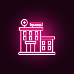 hospital building icon. Elements of Cancer day in neon style icons. Simple icon for websites, web design, mobile app, info graphics